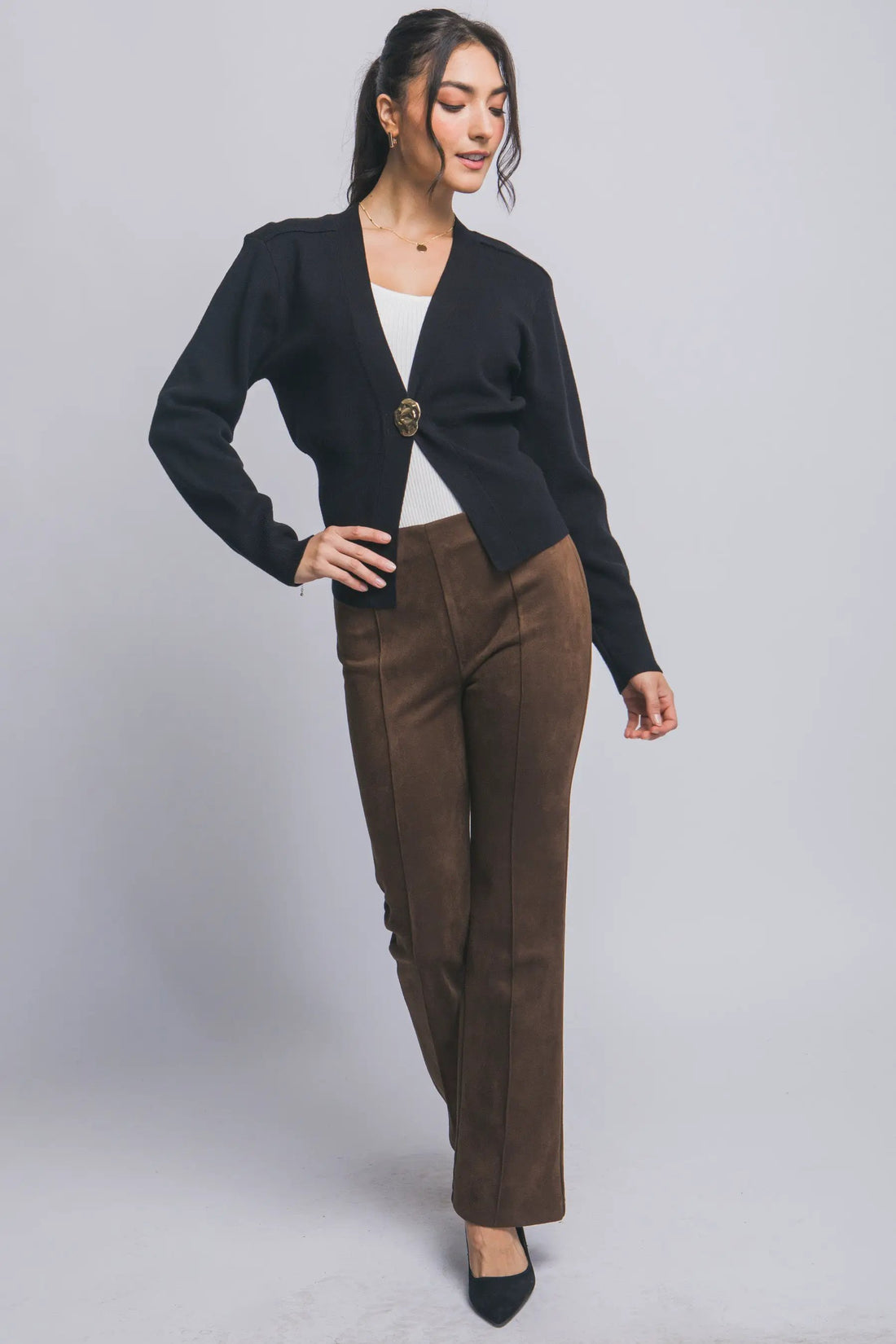 Suéter Cardigan de Dama con Cuello V y Botones dorados by LOVE TREE