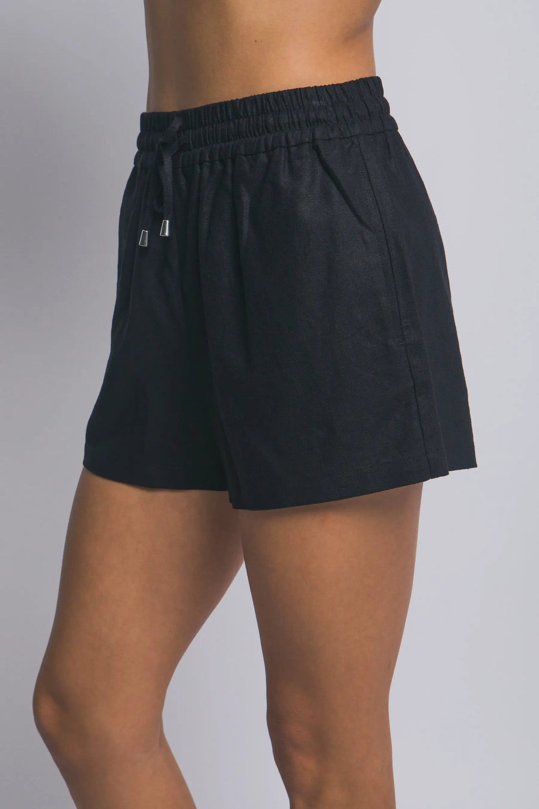 LOVE TREE Shorts de Lino para Mujer con Cintura Alta y Cordón Ajustable - Shorts