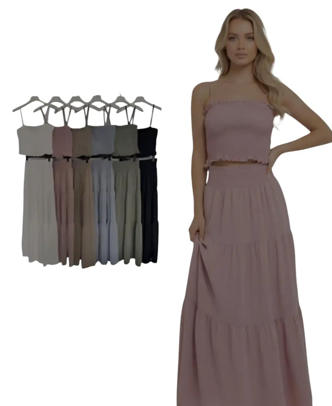Conjunto Top Y Falda Maxi Linea A Edición Limitada Para Mujer by Yanet Collective
