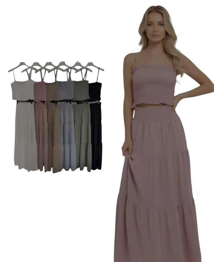 Conjunto Top Y Falda Maxi Linea A Edición Limitada Para Mujer by Yanet Collective