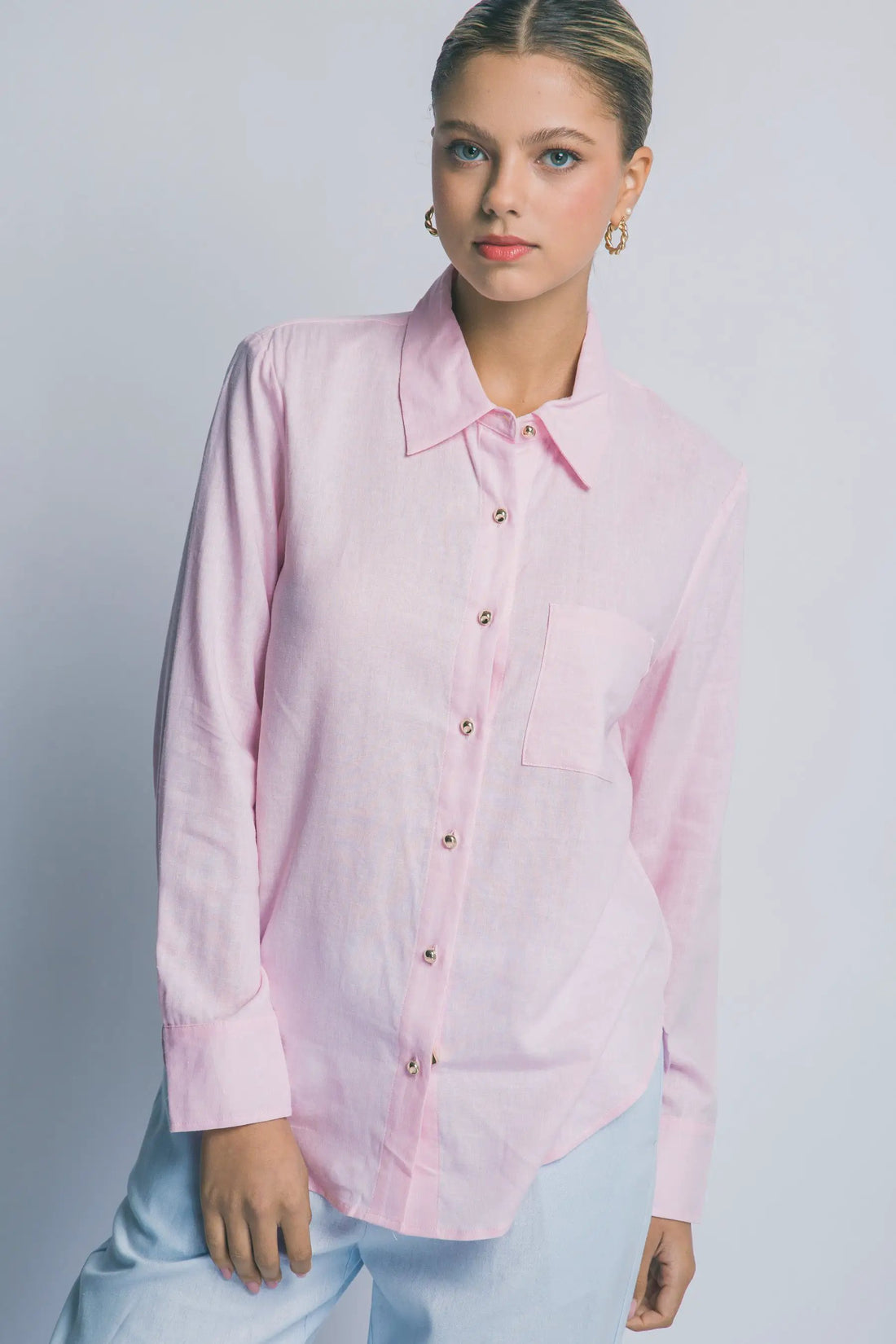 Blusa Camisa Manga Larga Rosa by LOVE TREE
