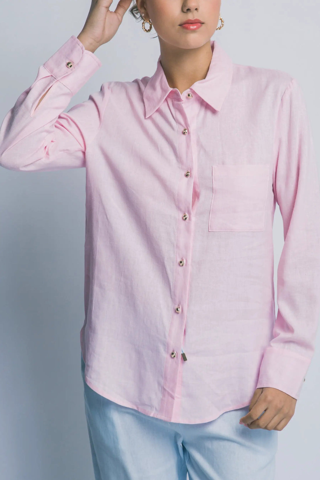 Blusa Camisa Manga Larga Rosa by LOVE TREE