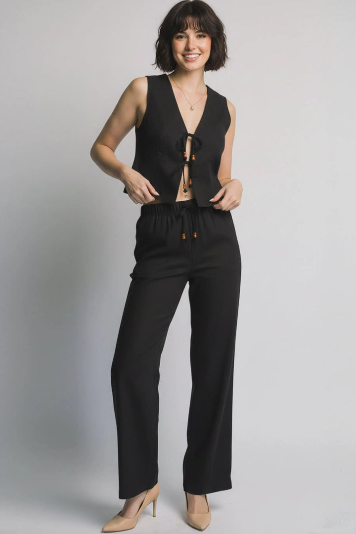 Pantalones de Lino Rectos con Cordón - Estilo y Comodidad by LOVE TREE