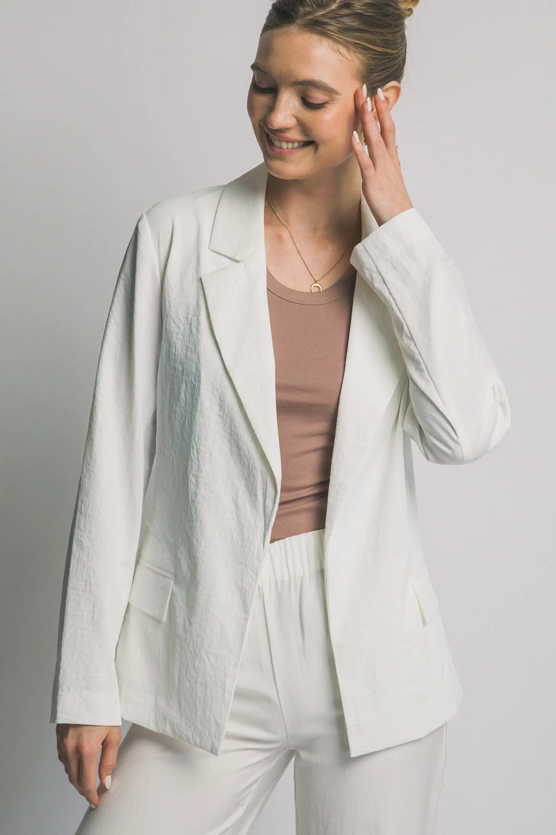 LOVE TREE Blazer de Manga Larga con Frente Abierto para Mujer - Blazers