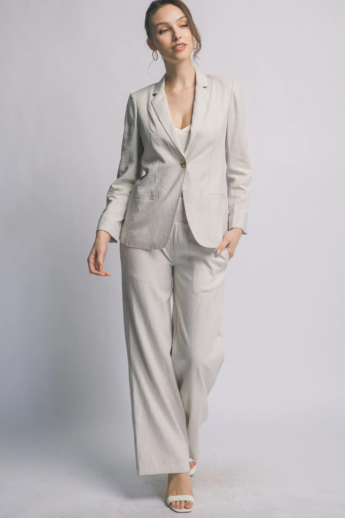 LOVE TREE Blazer de Lino para Mujer - Corte Recto y Elegante - Love Tree - Blazers