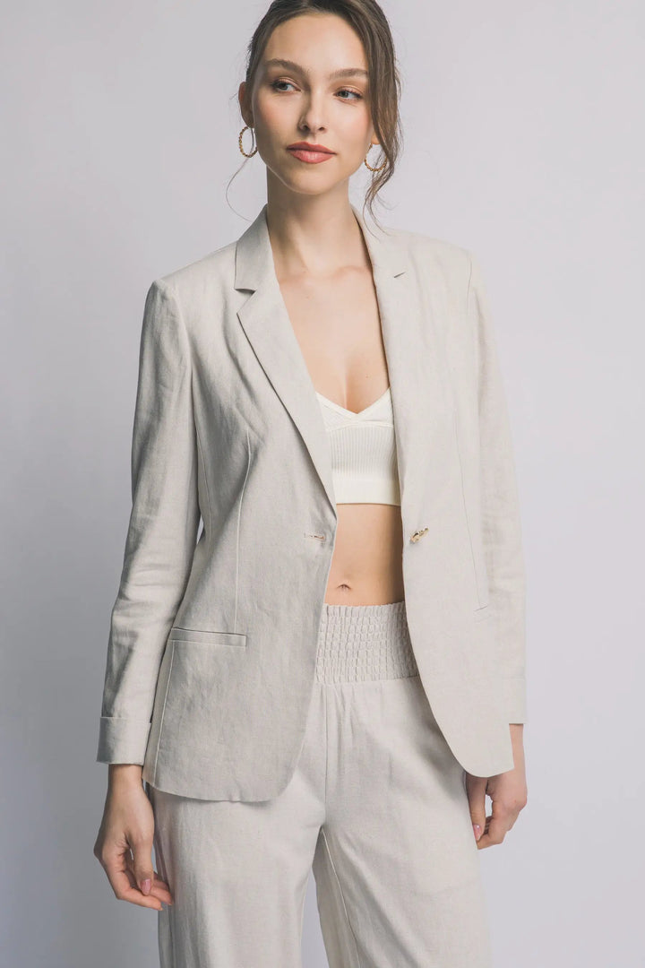 LOVE TREE Blazer de Lino para Mujer - Corte Recto y Elegante - Love Tree - Blazers