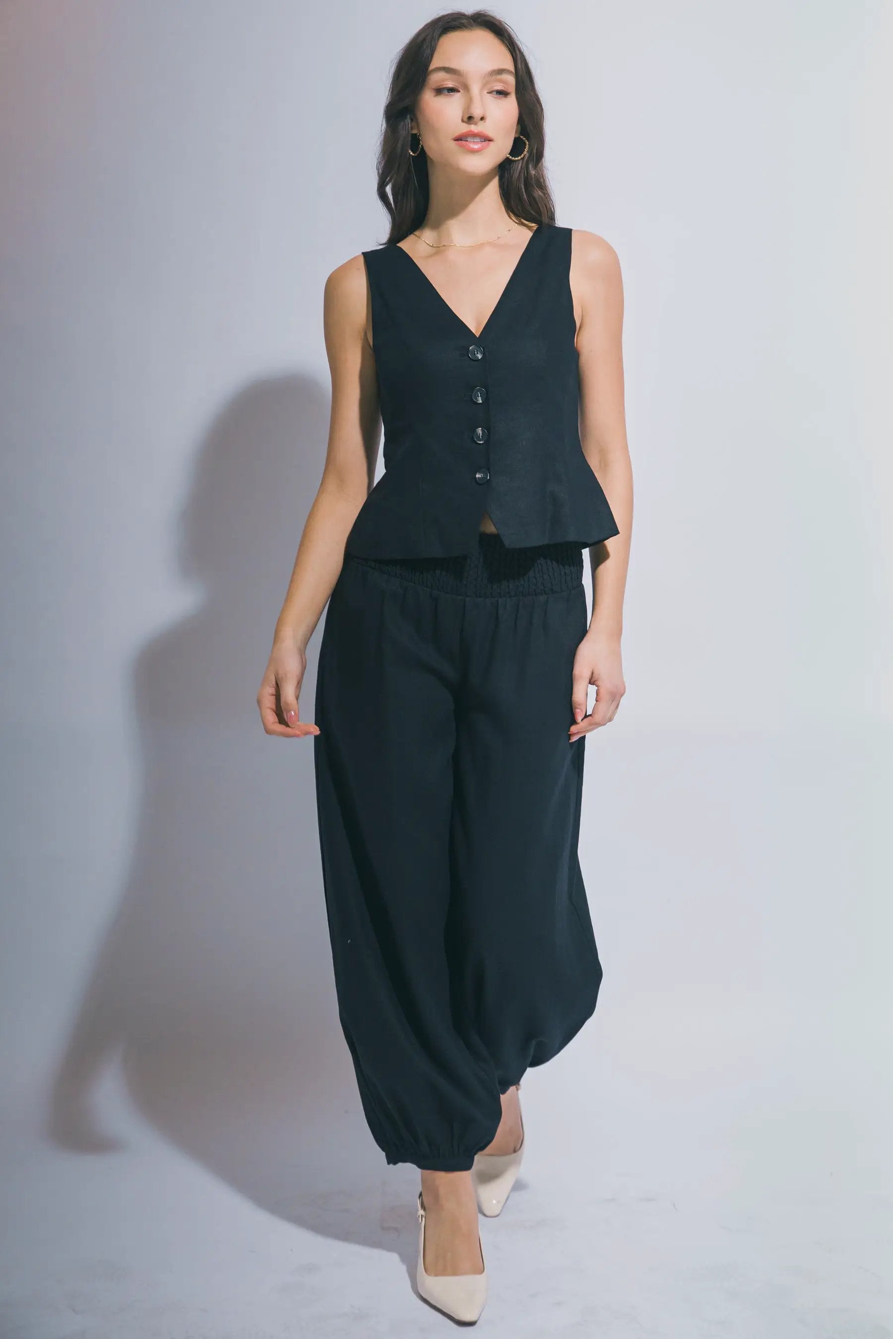 Wholesale V- Neckline Linen Vest 5217VL - LOVE TREE by LOVE TREE