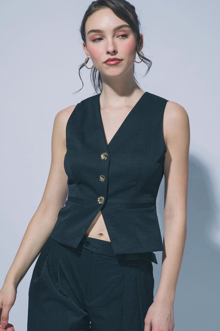 Chaleco Casual Chic con Botones y Escote en V para Mujer