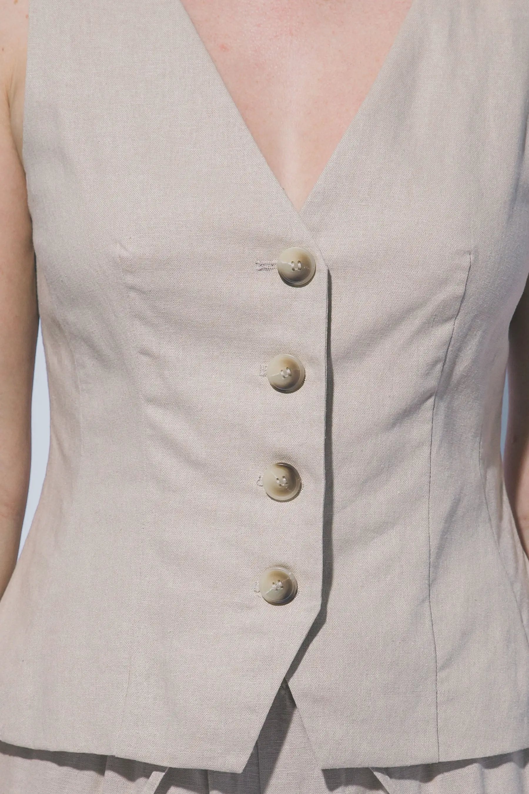Wholesale V- Neckline Linen Vest 5217VL - LOVE TREE by LOVE TREE