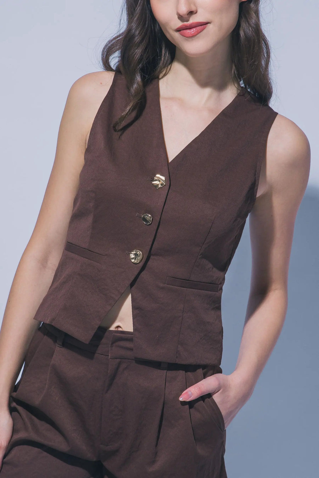 Chaleco Casual Chic con Botones y Escote en V para Mujer
