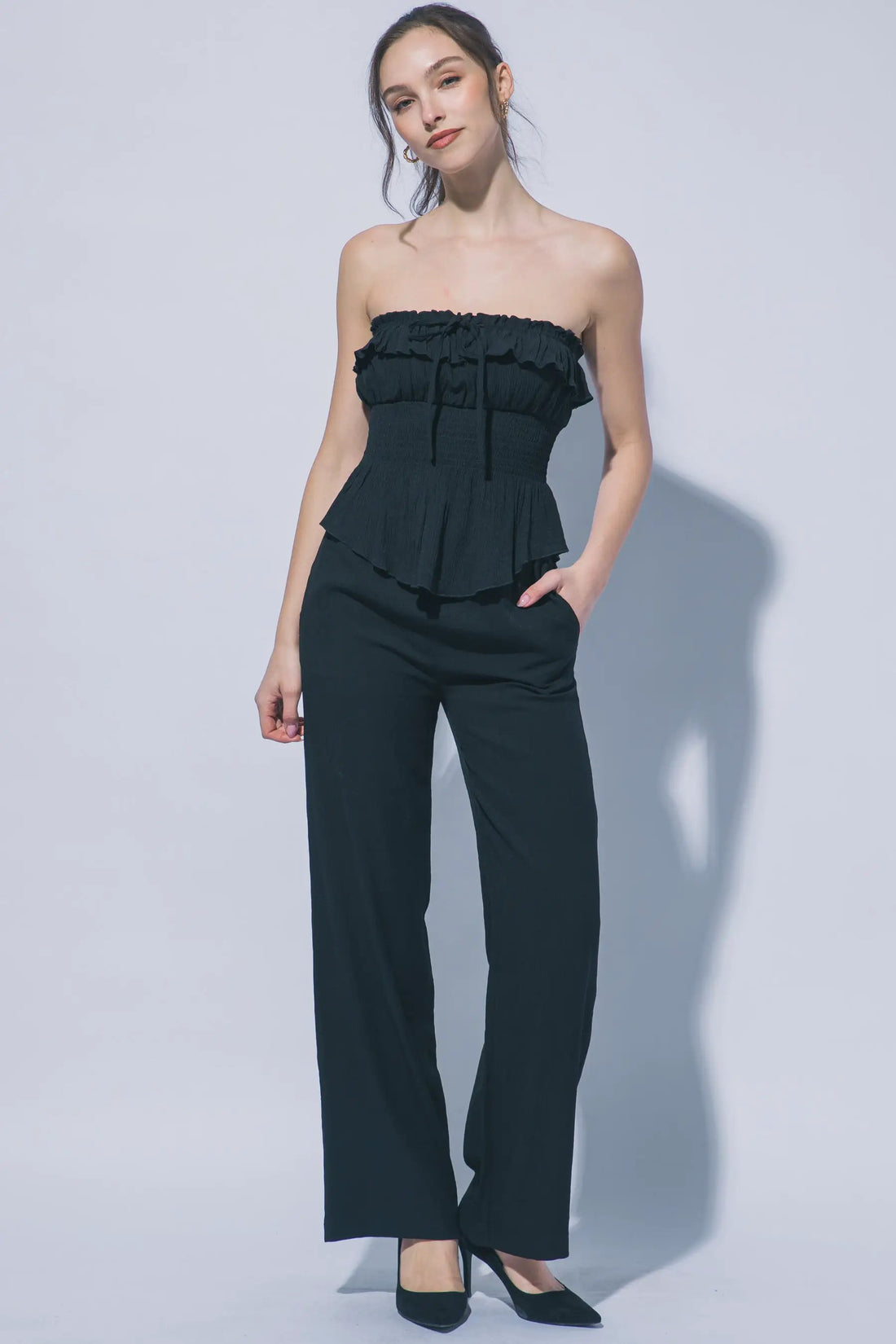 Wholesale Textured Wide Leg Pant 60127PN by LOVE TREE