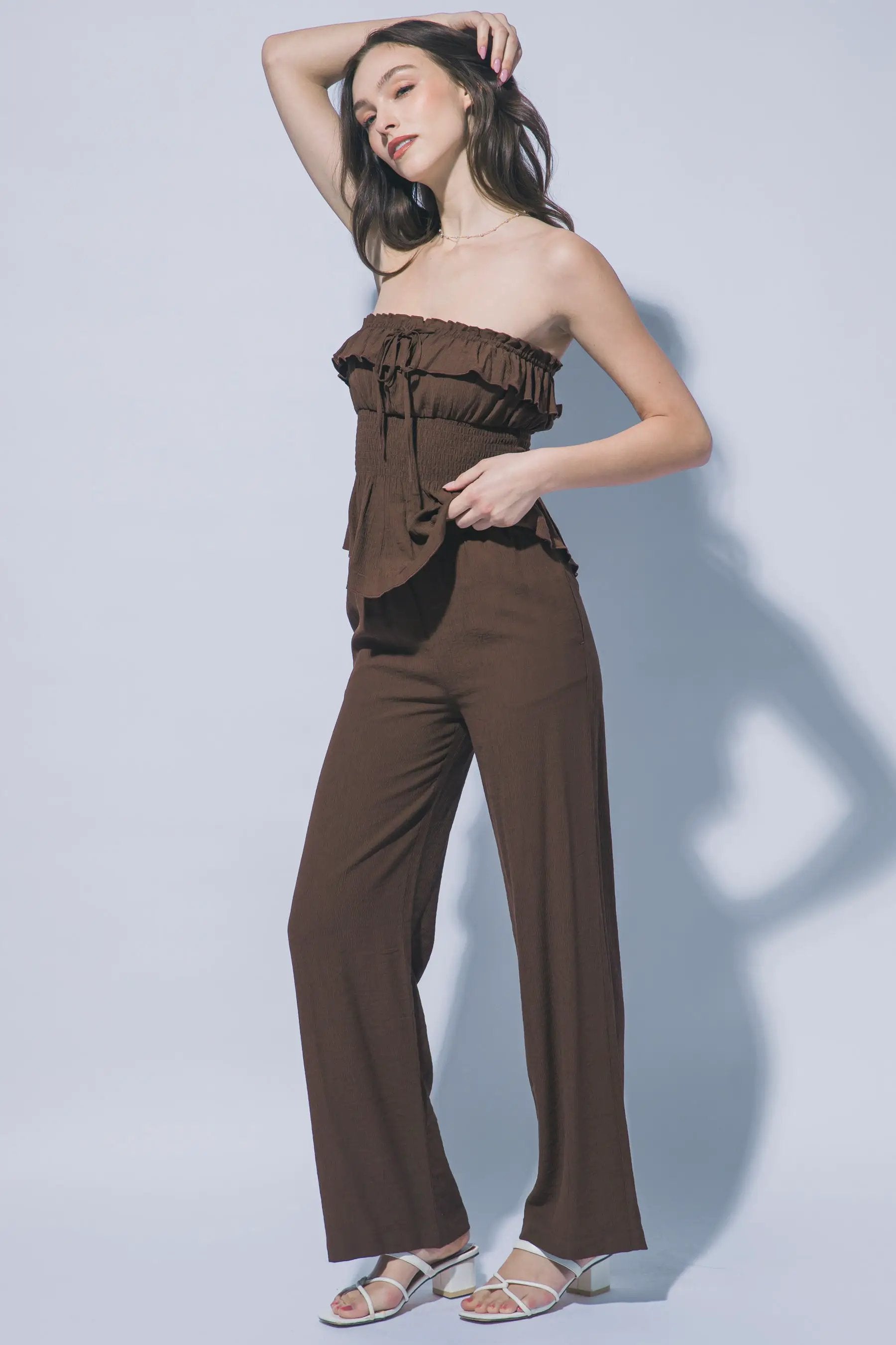 Wholesale Textured Wide Leg Pant 60127PN by LOVE TREE