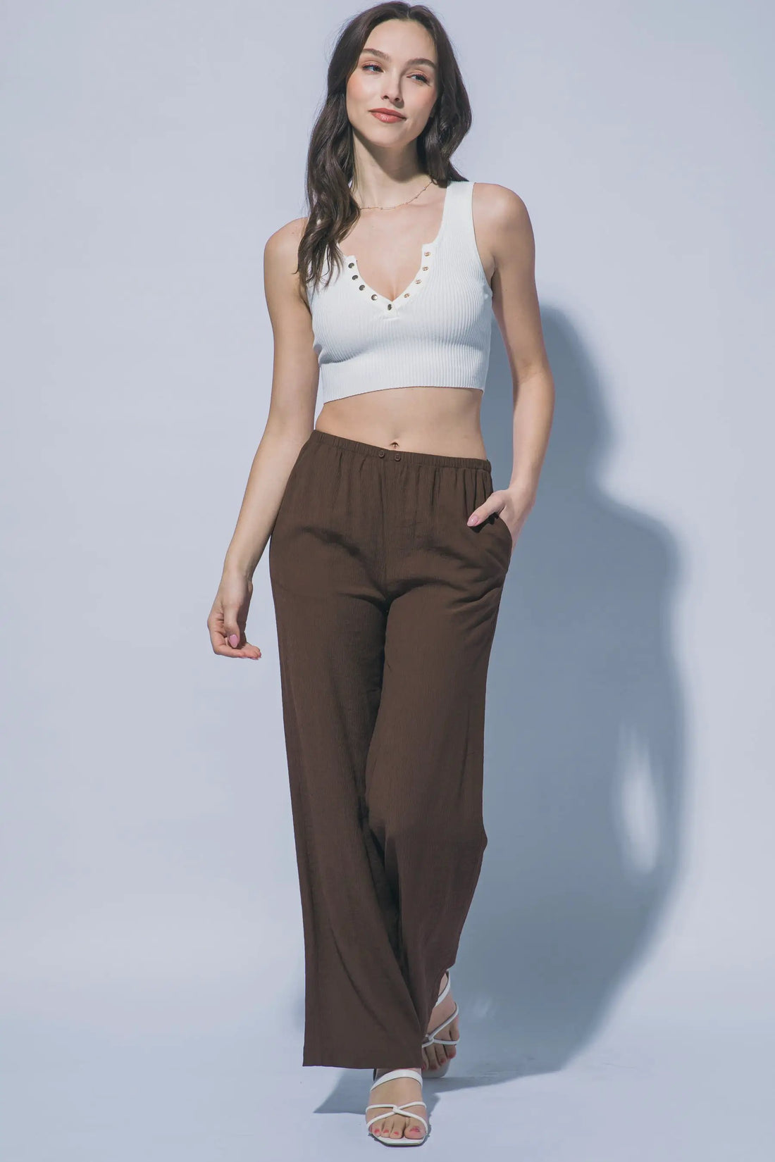 Wholesale Textured Wide Leg Pant 60127PN by LOVE TREE