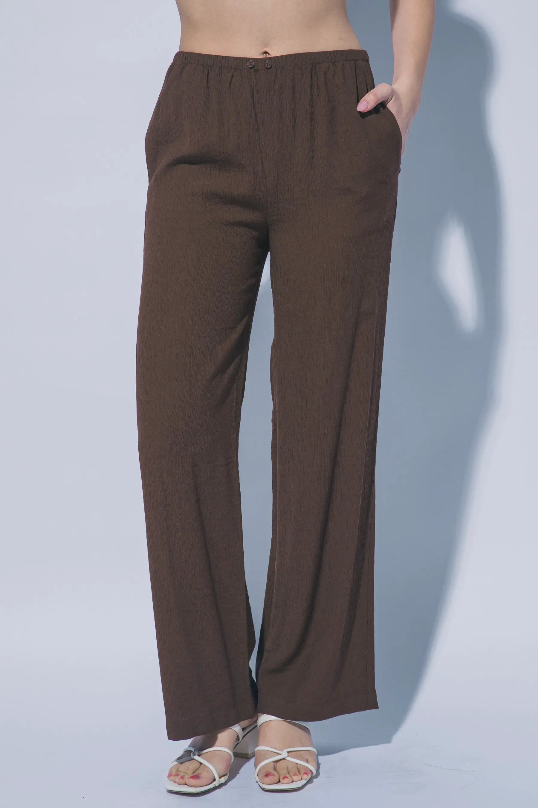 Wholesale Textured Wide Leg Pant 60127PN by LOVE TREE