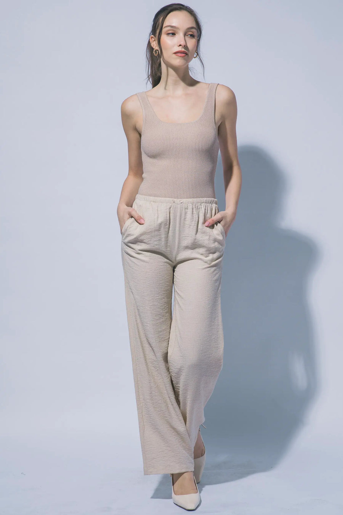 Wholesale Textured Wide Leg Pant 60127PN by LOVE TREE
