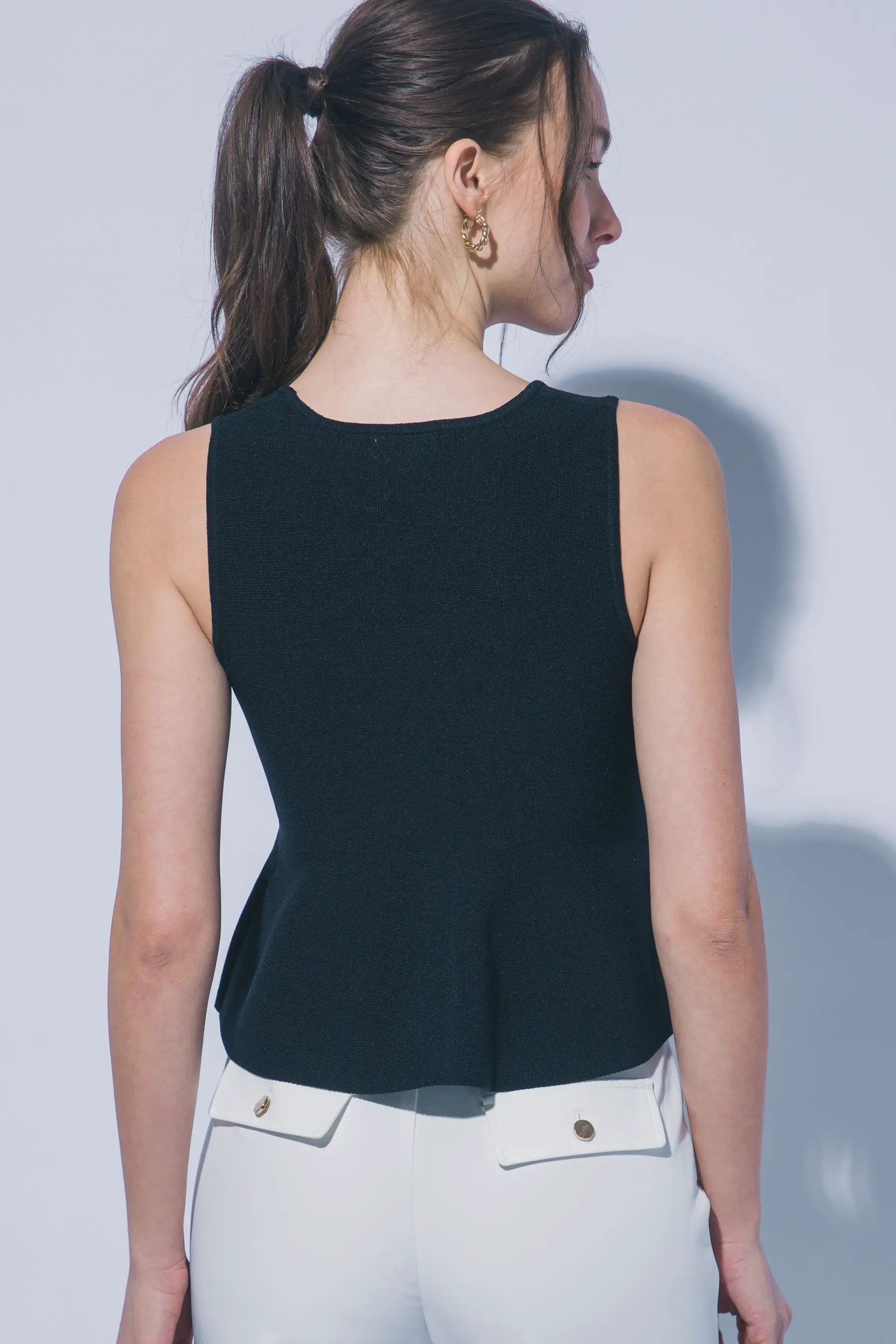 Blusa de Punto con Peplum y Botones al Frente by LOVE TREE