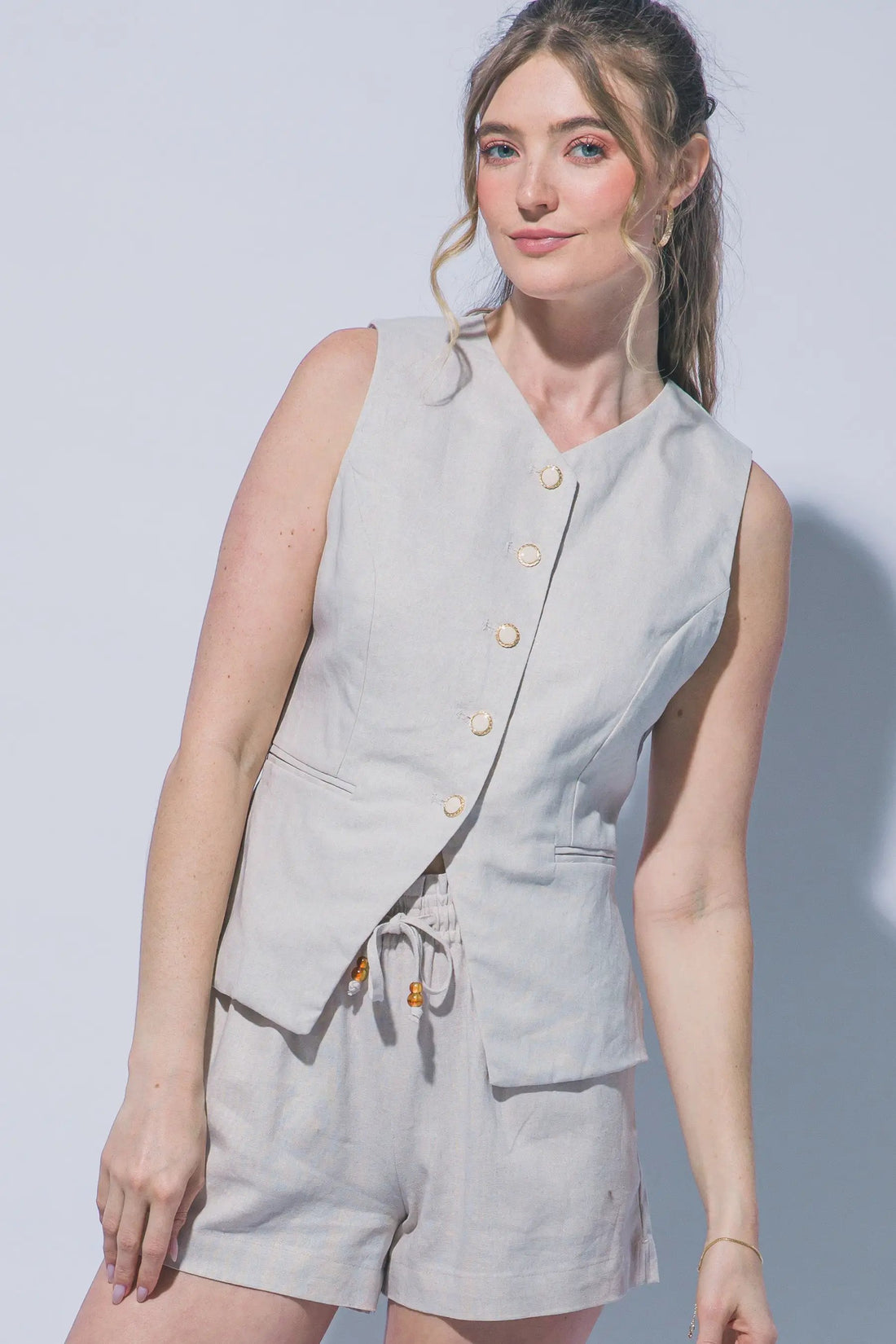 LOVE TREE Chaleco de Lino Entallado para Mujer - Love Tree - Vests