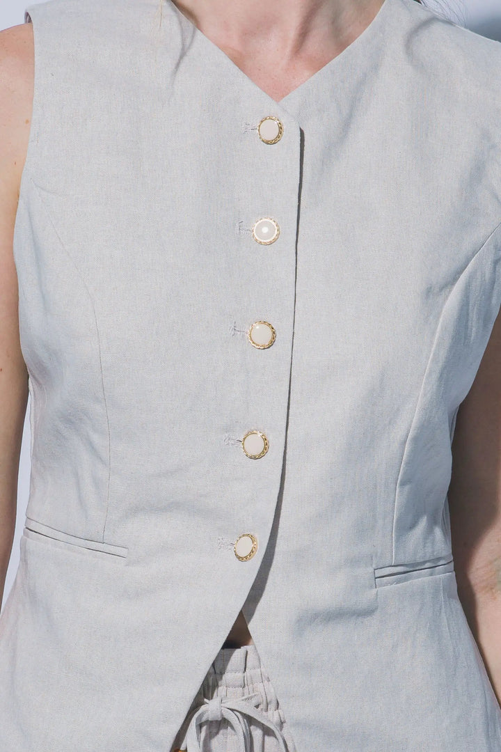 LOVE TREE Chaleco de Lino Entallado para Mujer - Love Tree - Vests