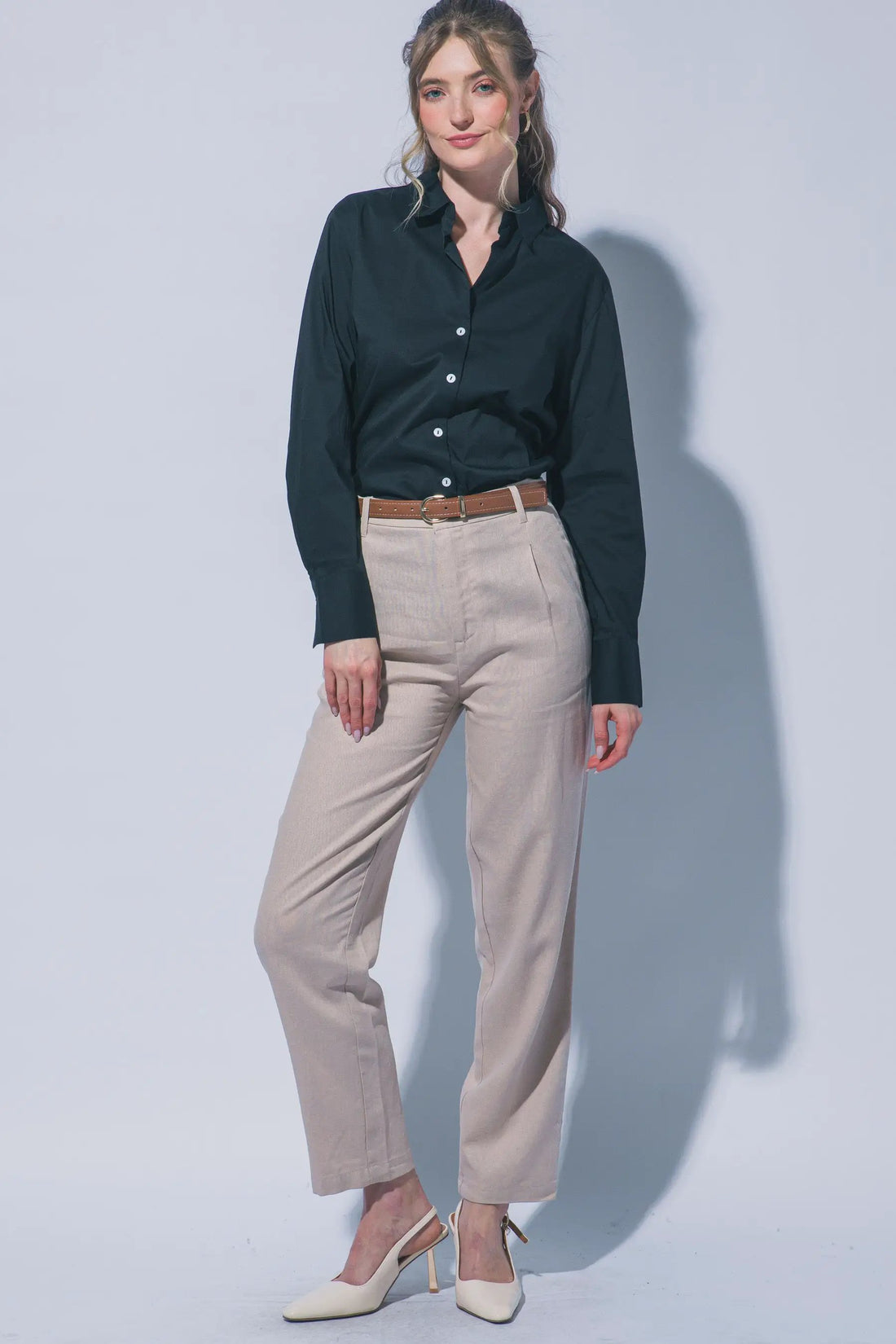 Pantalones Palazzo de Lino de Cintura Alta con Cinturón - Elegancia y Comodidad by LOVE TREE