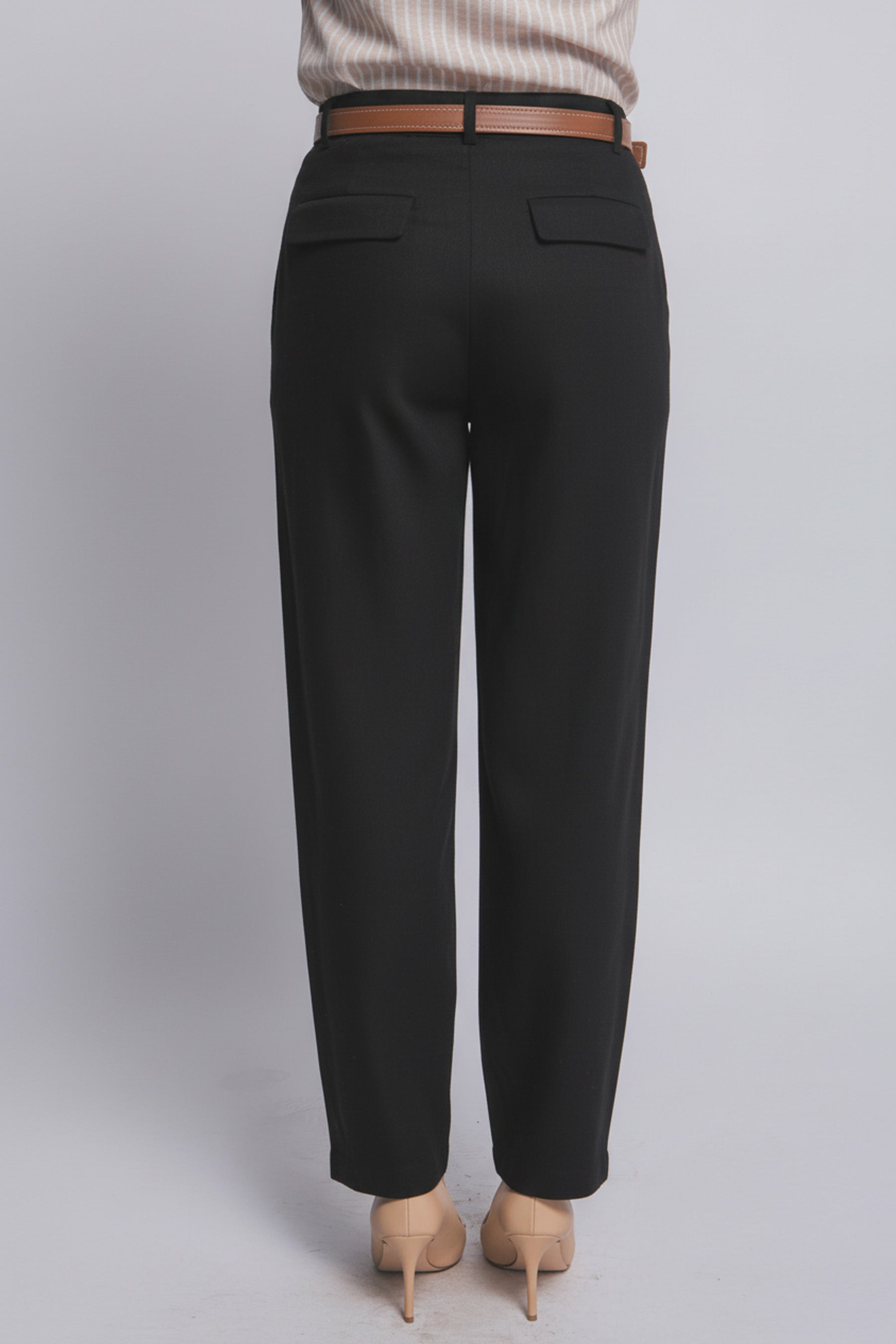 Pantalones de Lino de Tiro Alto con Cinturón para Mujer by LOVE TREE