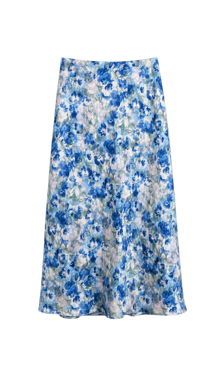 Falda Midi Floral con Caída Suave - Estilo Boutique
