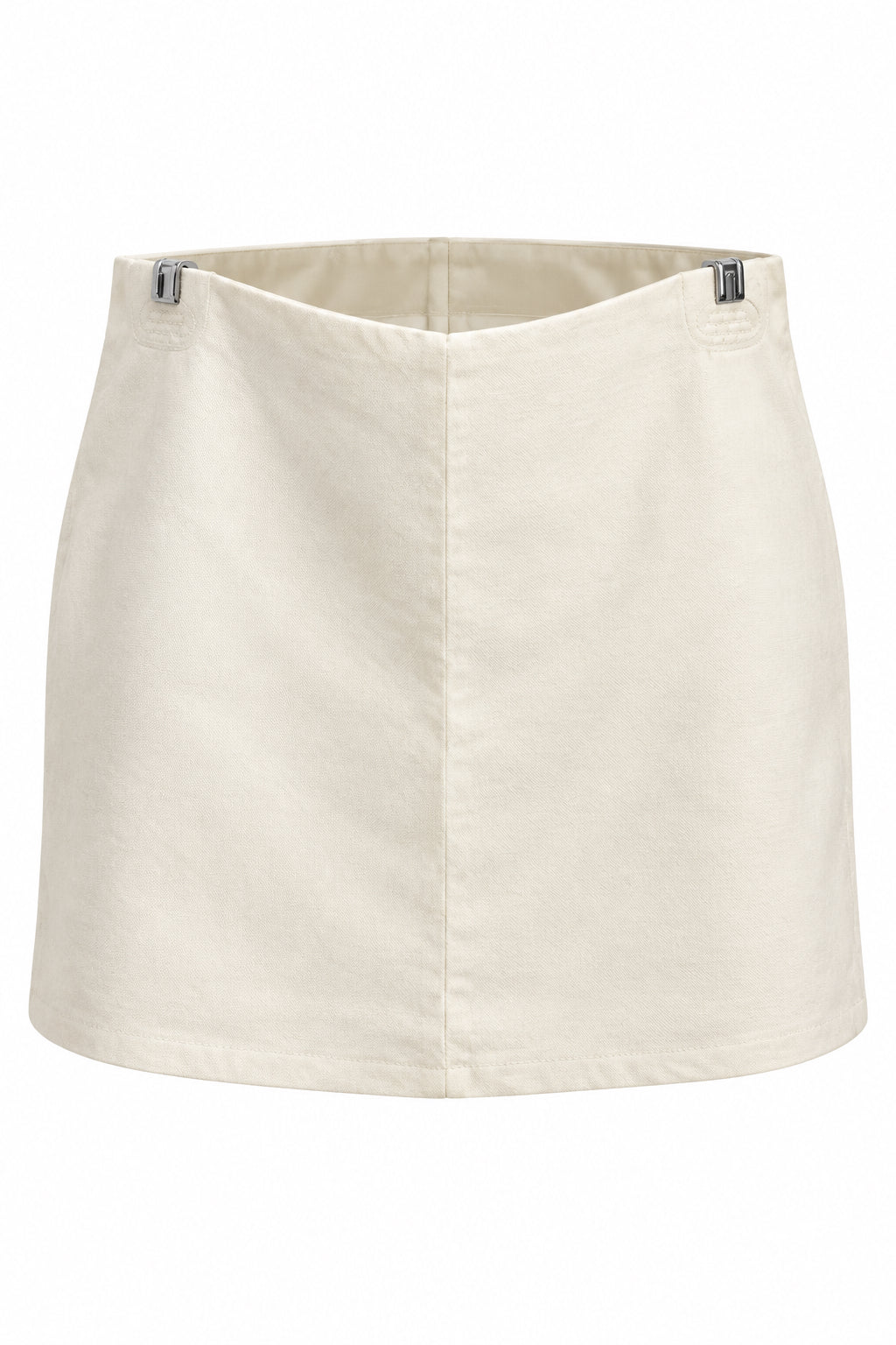 Shorts de Lino Color Crema con Corte Recto
