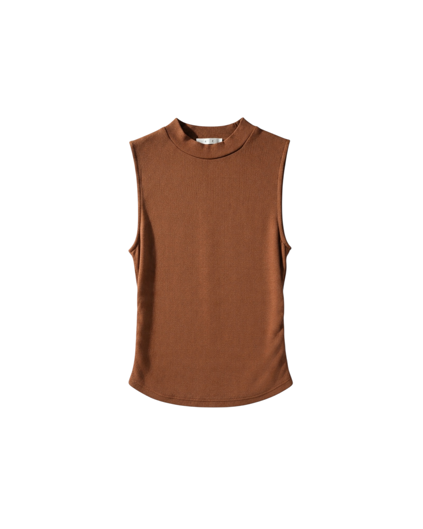 Top Sin Mangas de Cuello Alto Color Café