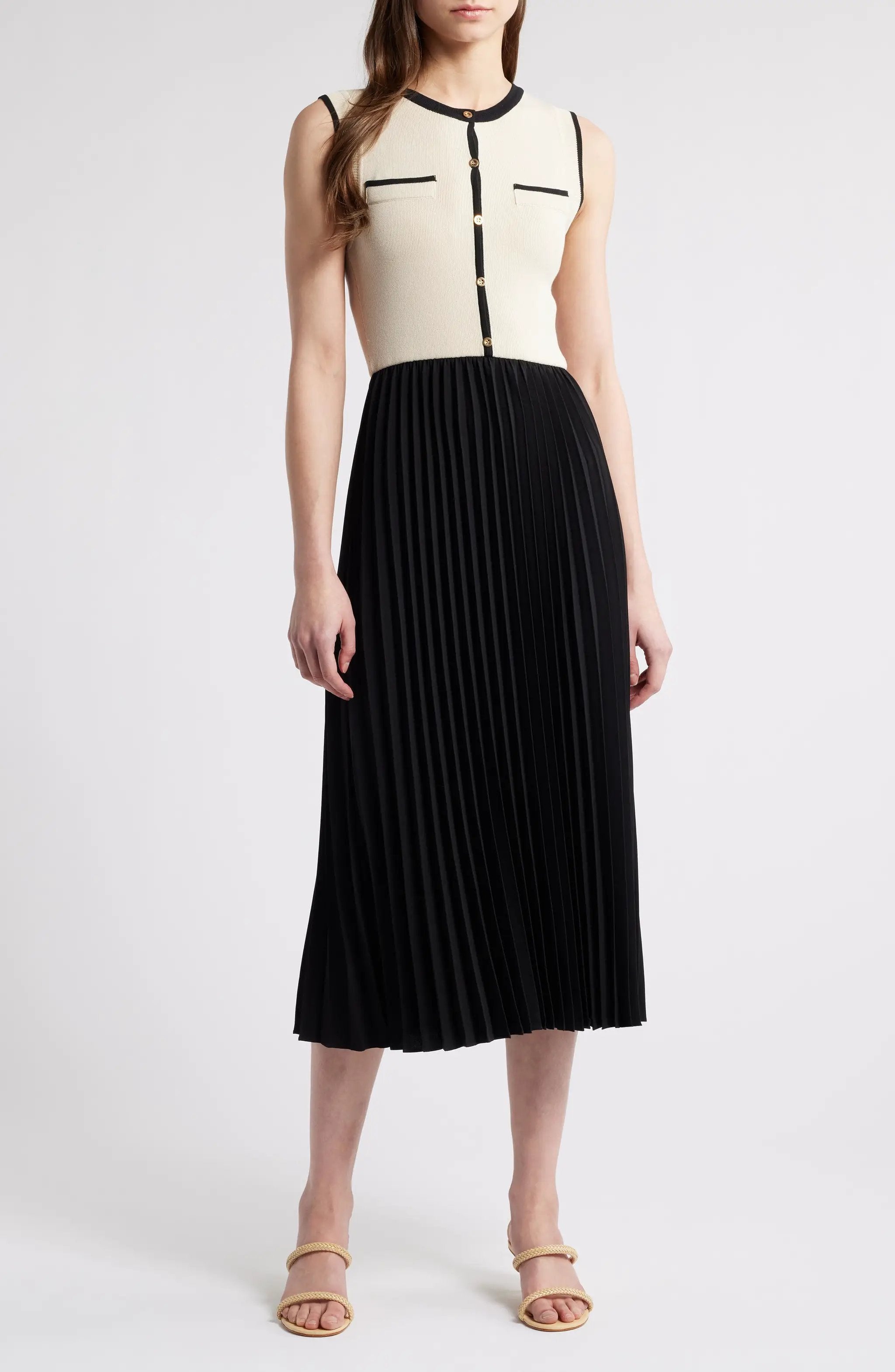 Vestido Maxi Fada Negra Top Beige Abotonado by Yanet Collective
