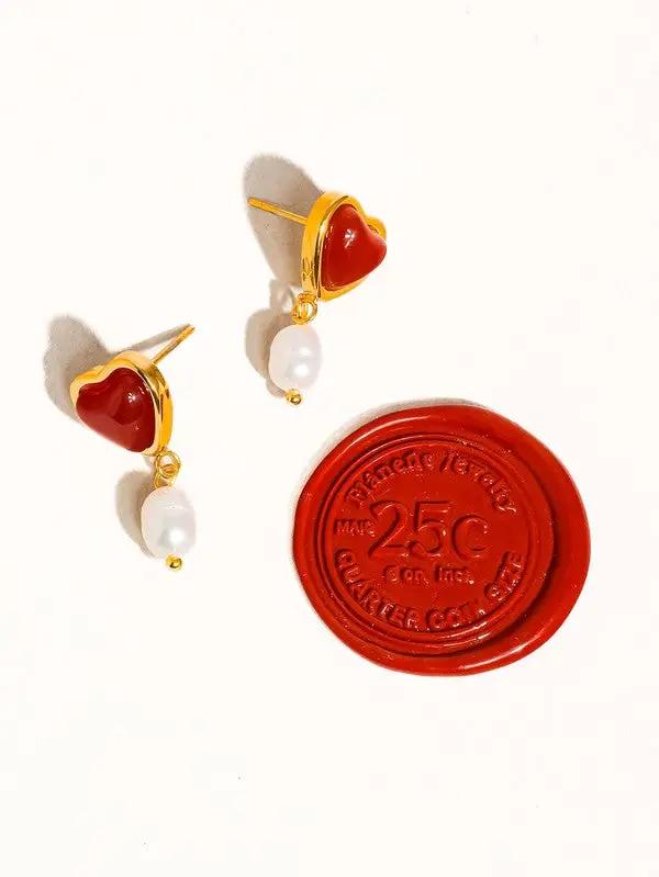 Marlon Red Arete Oro 18K Perla Exclusiva by Yanet Collective