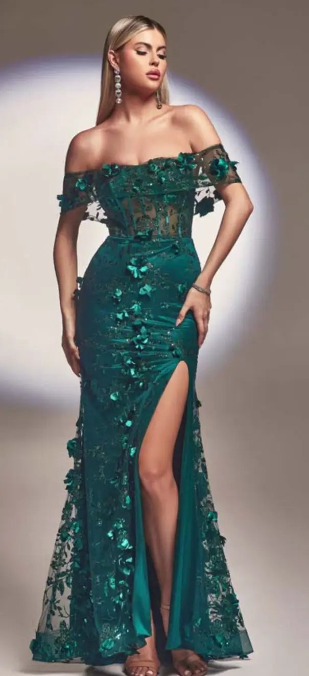 Vestido largo de catálogo verde Esmeralda cc2164 by Yanet Collection