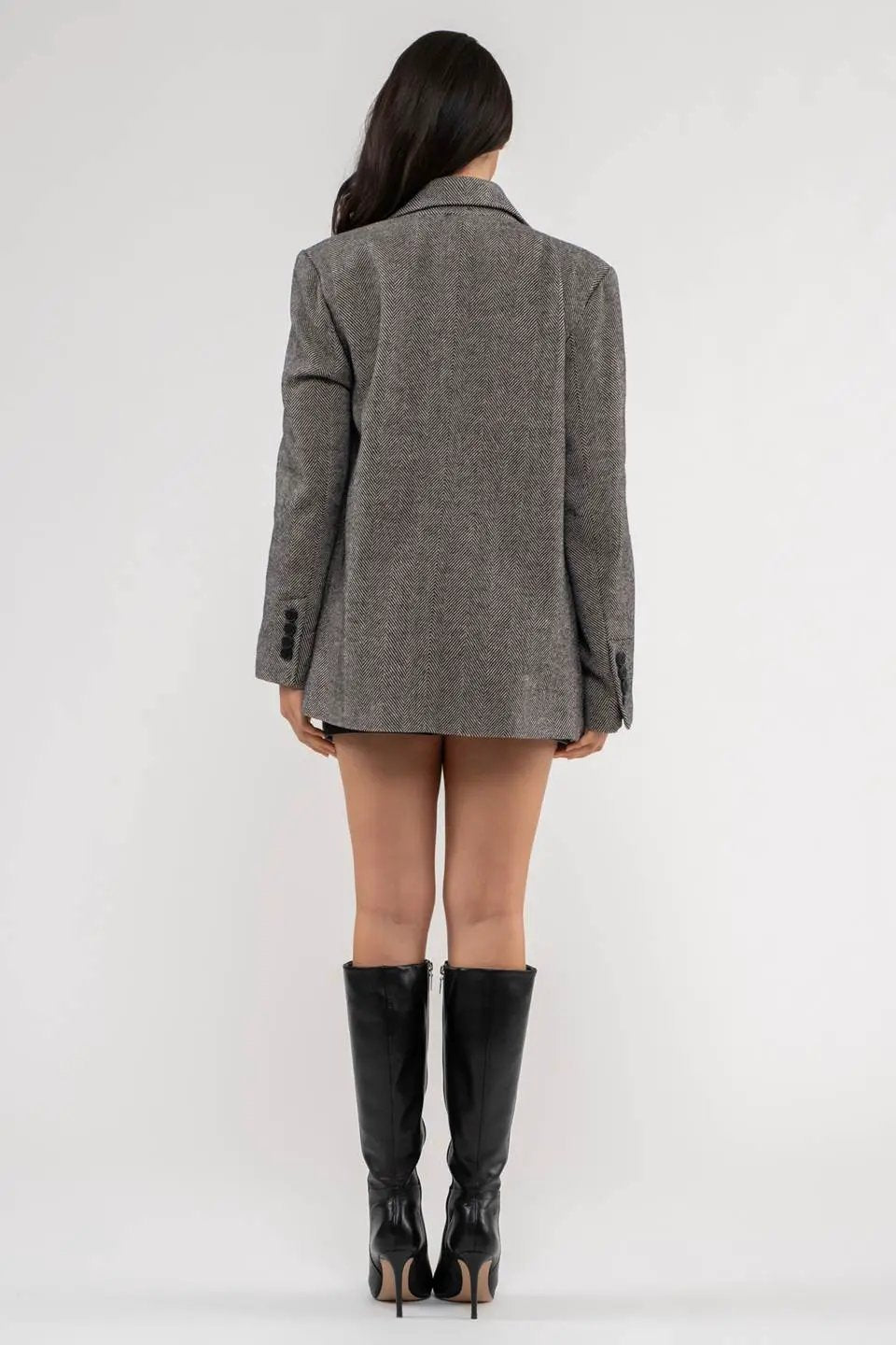BLAZER LARGO CON CUELLO DE SOLAPA by Yanet Collection