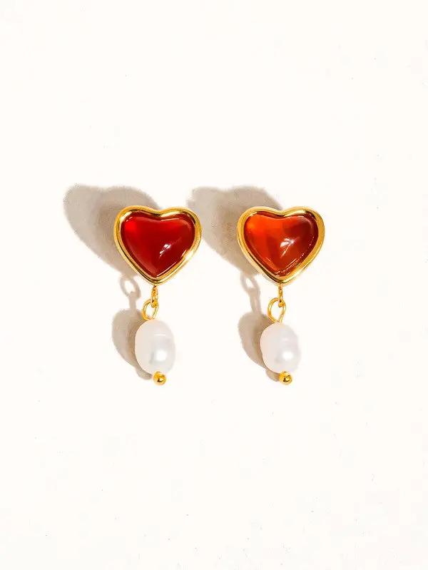 Marlon Red Arete Oro 18K Perla Exclusiva by Yanet Collective