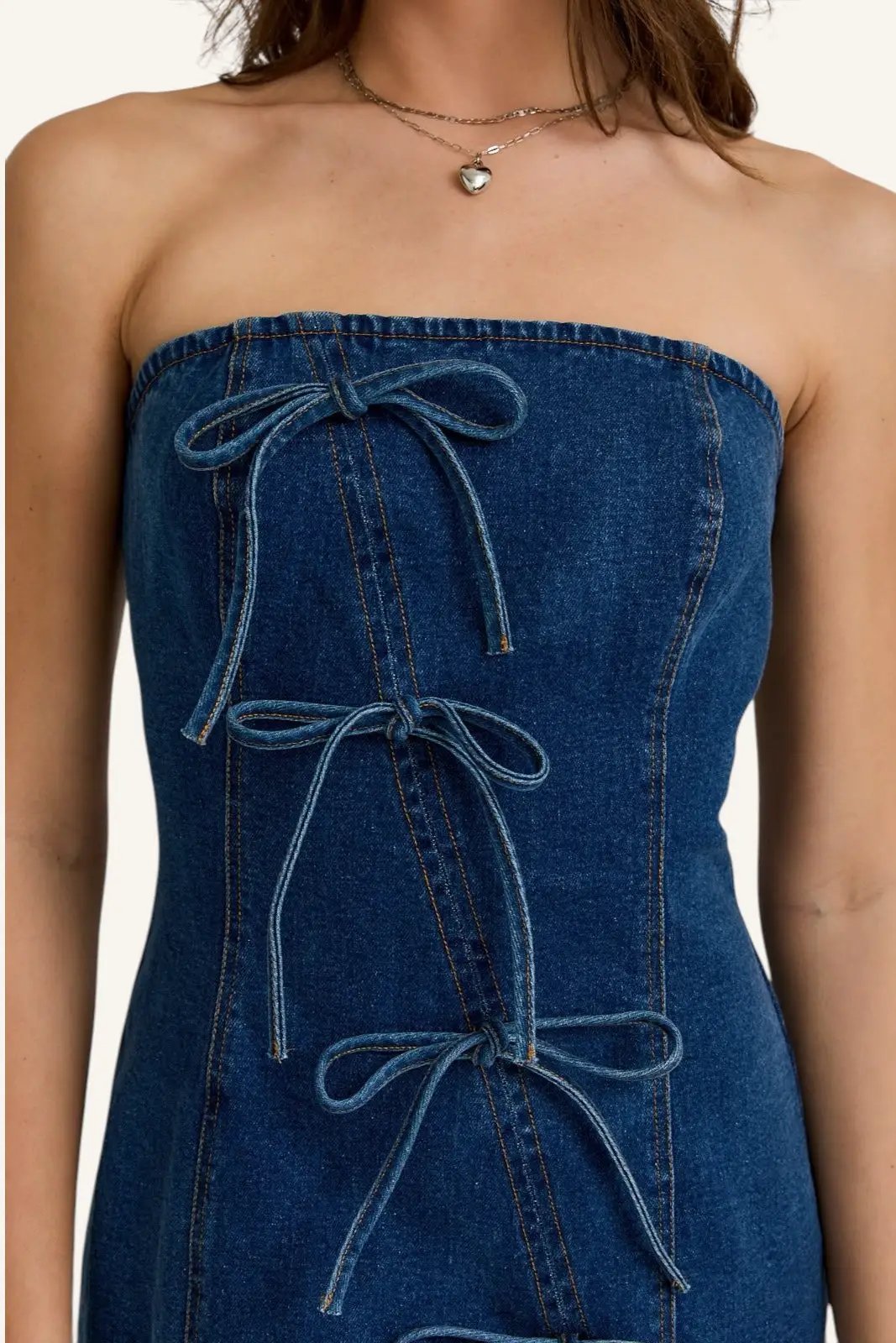 Vestido Denim Mezclilla Corto Moños by Yanet Collective