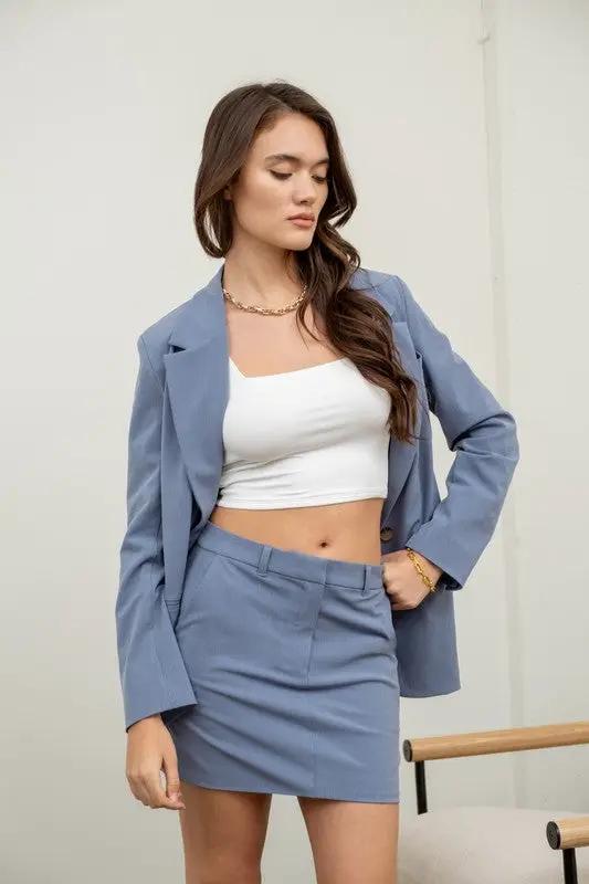 Mini falda de vestir color azul claro by Yanet Collection