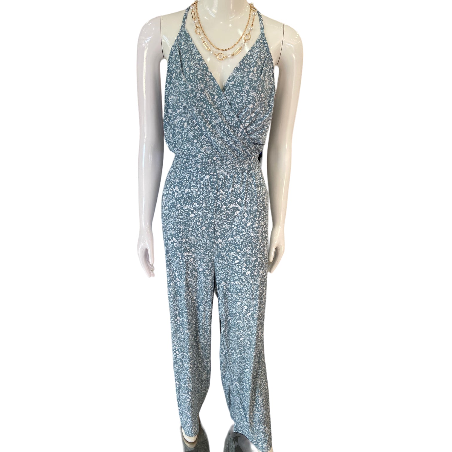 Pantalón Palazzo Tejido Fluido Azul Claro Look De Oficina