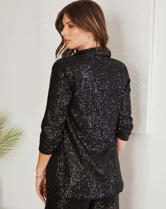 Blazer con Lentejuelas y Mangas 3/4 by Yanet Collection