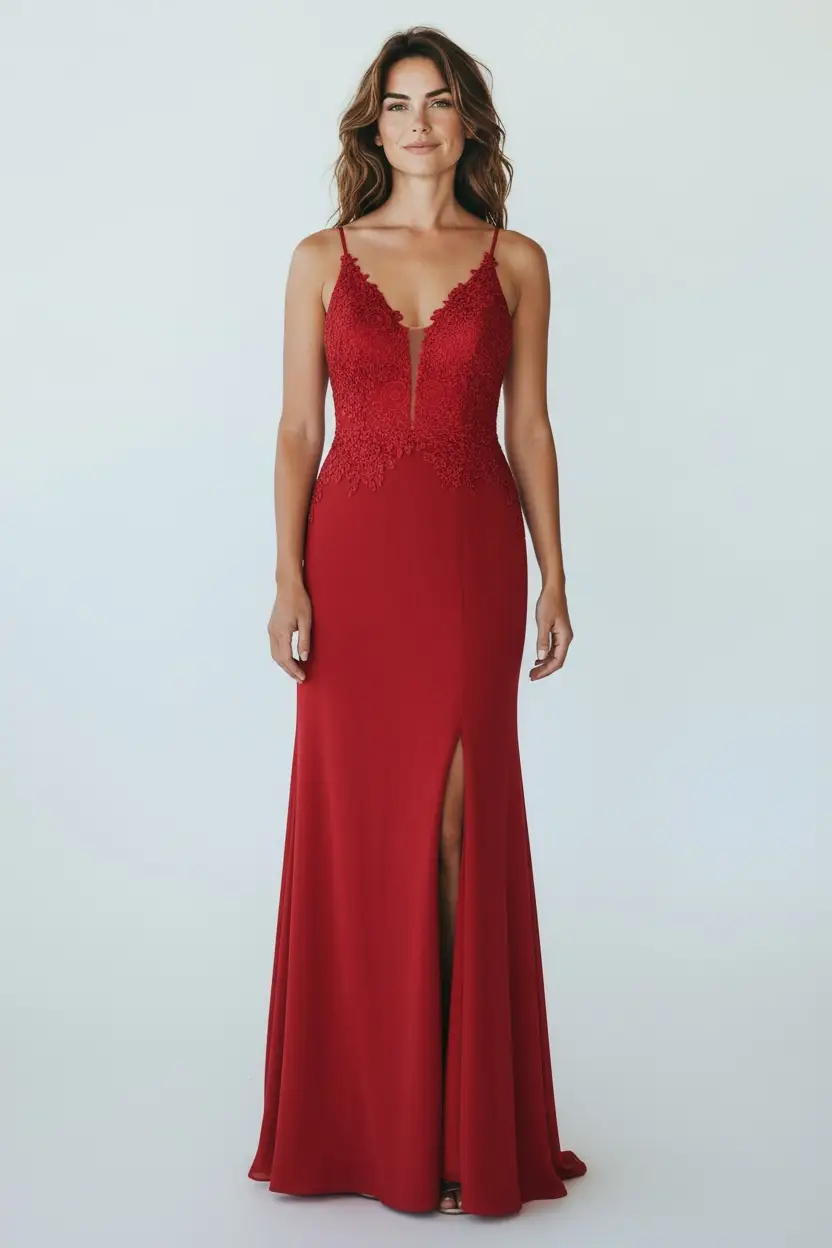 Vestido rojo largo tirantes by Yanet Collective