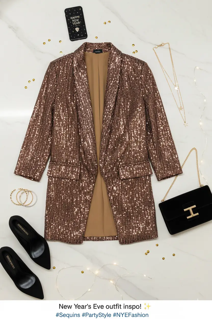 Blazer con Lentejuelas y Mangas 3/4 by Yanet Collection