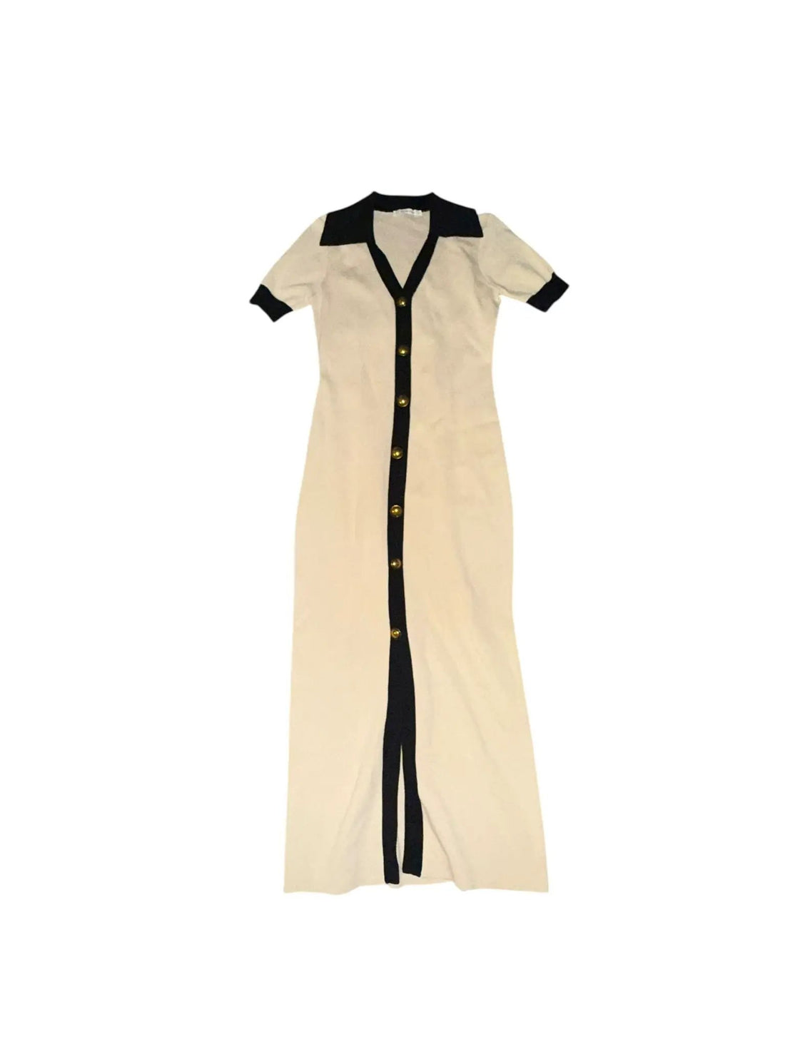 Vestido largo blanco contraste negro by Yanet Collective