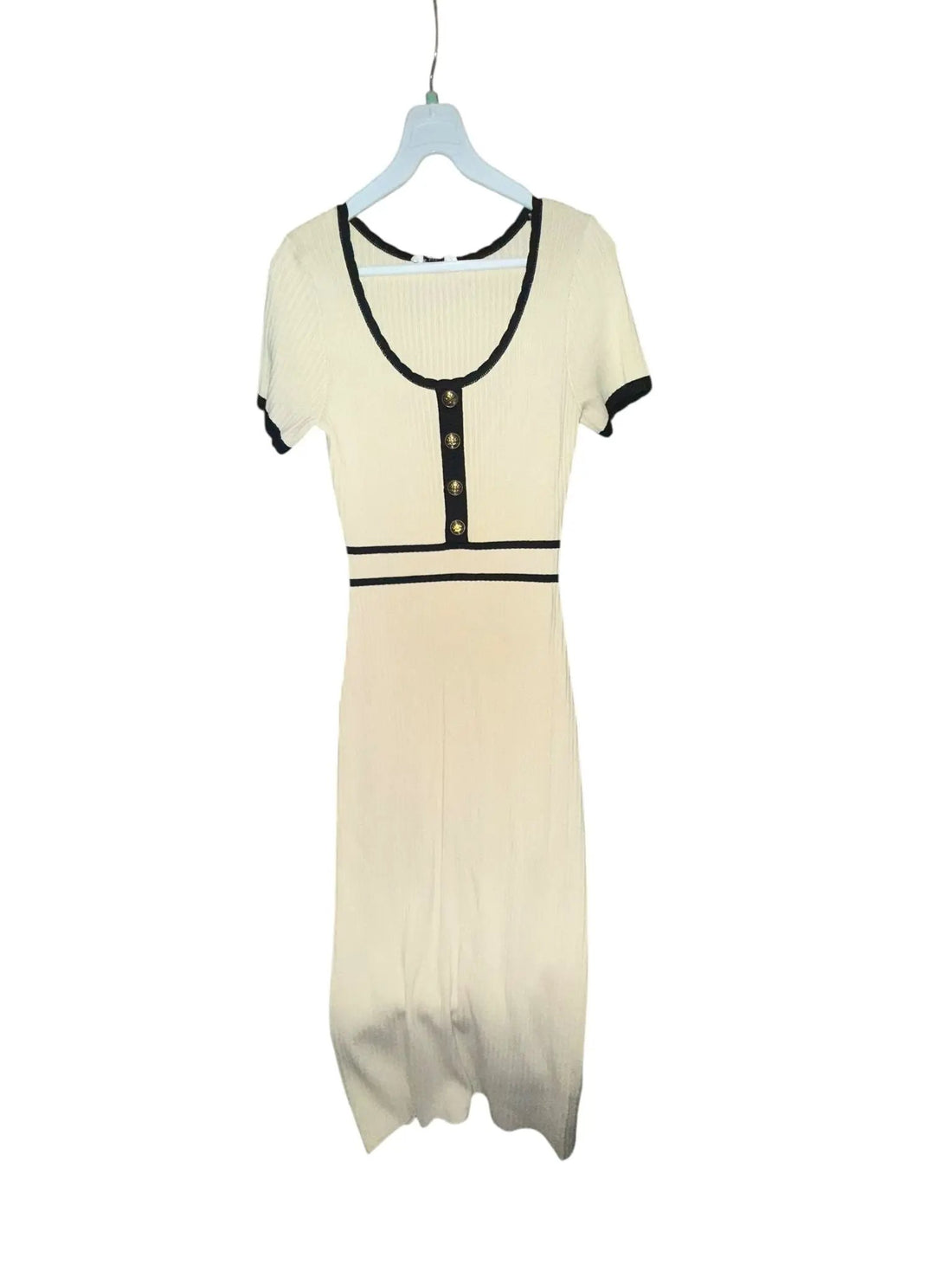Vestido Maxi Fada Negra Top Beige Abotonado by Yanet Collective