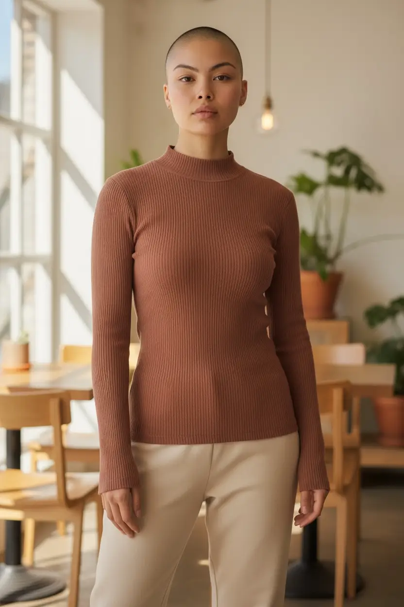 Suéter Cuello Alto Mujer Suéter Básico de Punto Ajustado by Yanet Collective