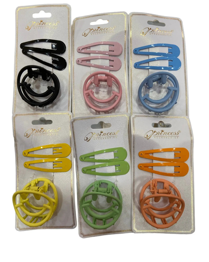 Pinza carita feliz y pasadores by Yanet Collection