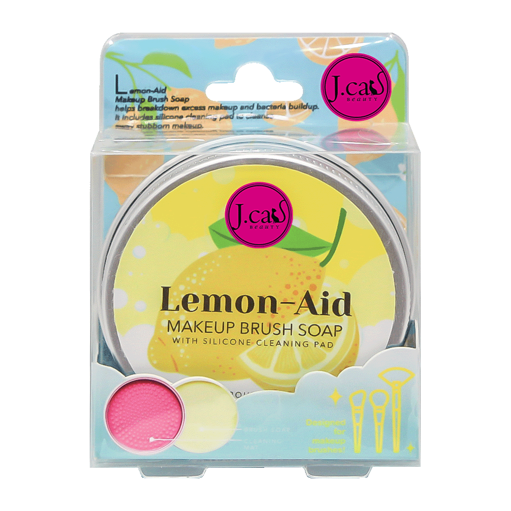 Jabón Limpiador Lemon-Aid para Brochas y Esponjas con Tapete Limpiador de Silicón J.Cat Beauty by Yanet Collective