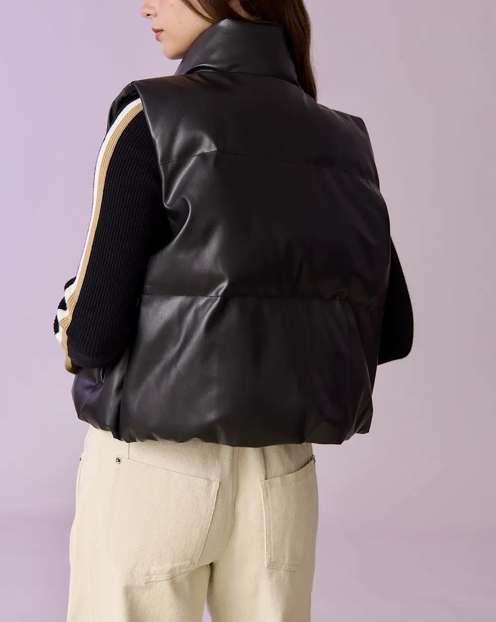 Chaleco Vinipiel Abombado Negro by Yanet Collection