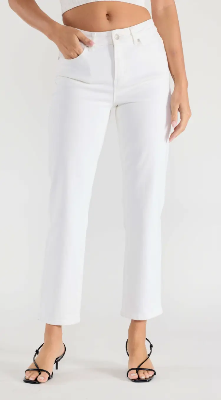 Jeans Rectos Blancos de Tiro Alto para Mujer by Enjean