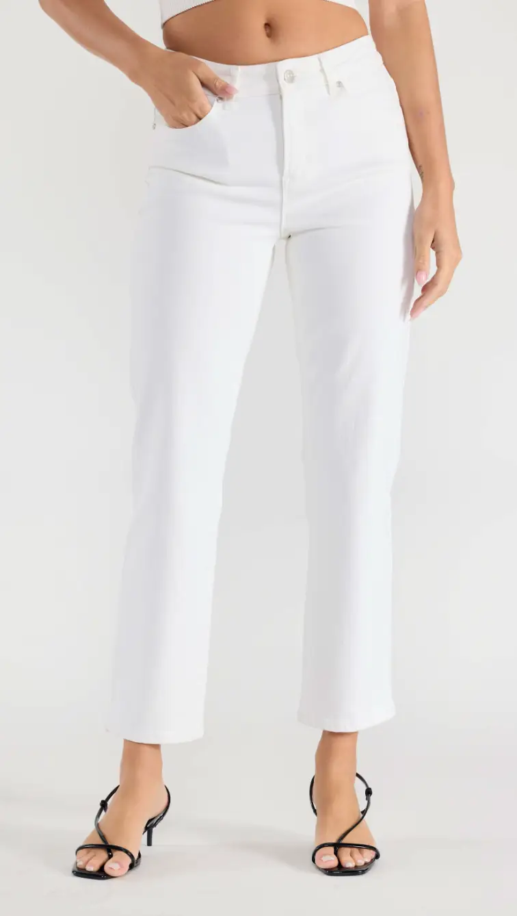 Jeans Rectos Blancos de Tiro Alto para Mujer by Enjean