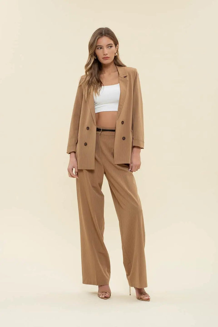 Saco Blazer Khaki a Rayas by Yanet Collective