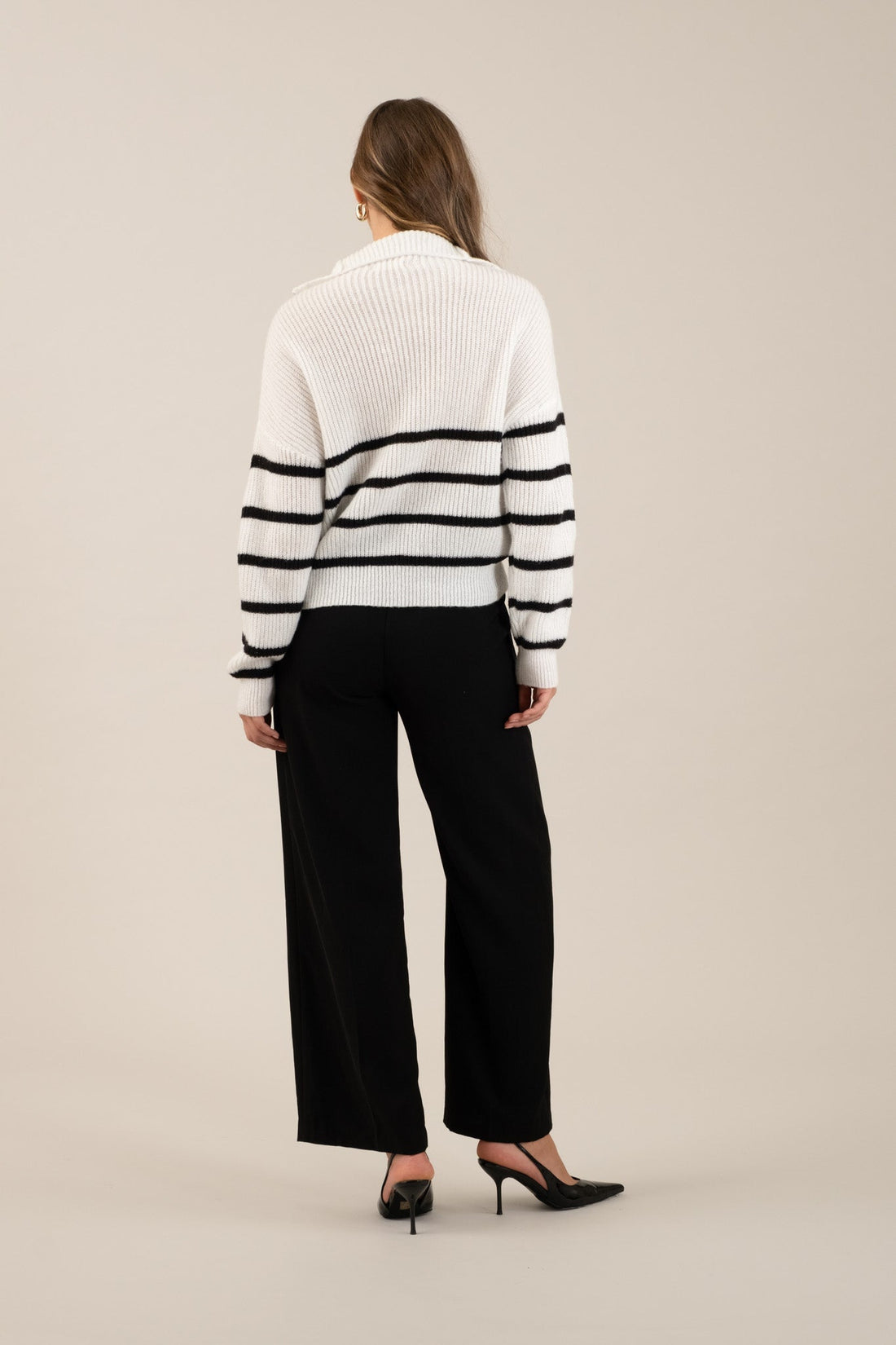 Pantalones de Vestir Plisados de Pierna Ancha y Talle Alto
