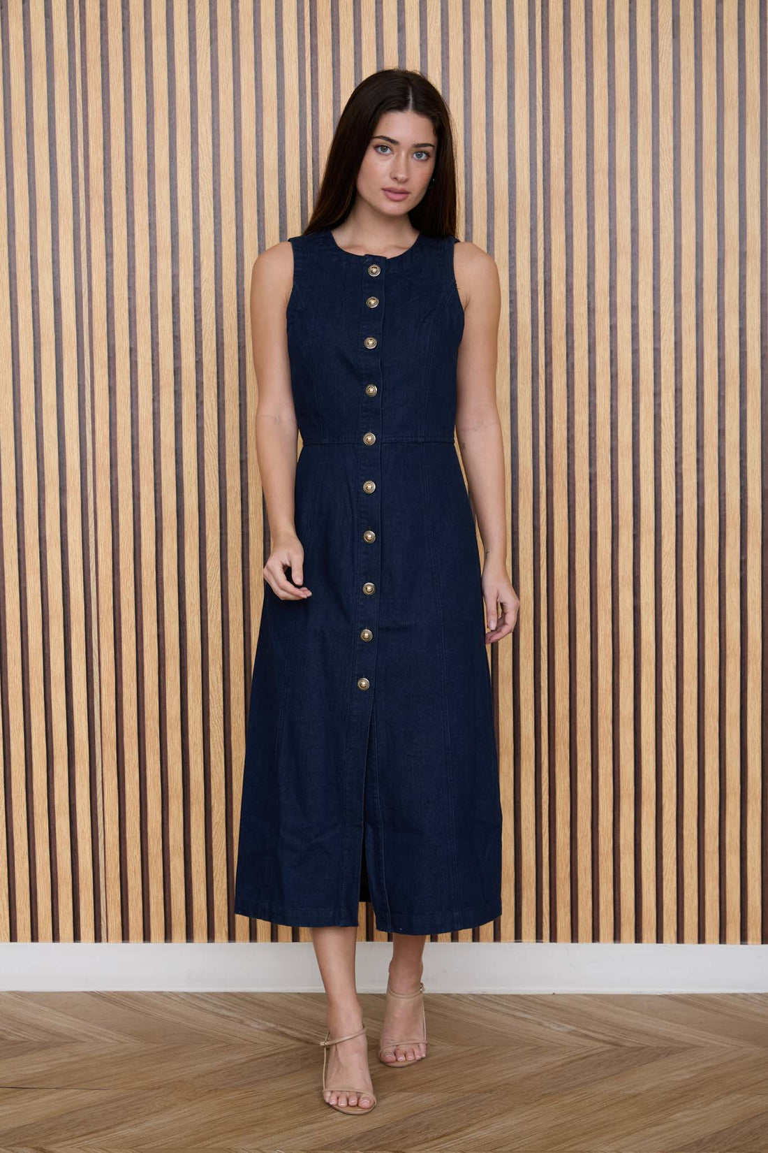 Vestido Midi de Mezclilla sin Mangas - Estilo Boutique Casual para Verano