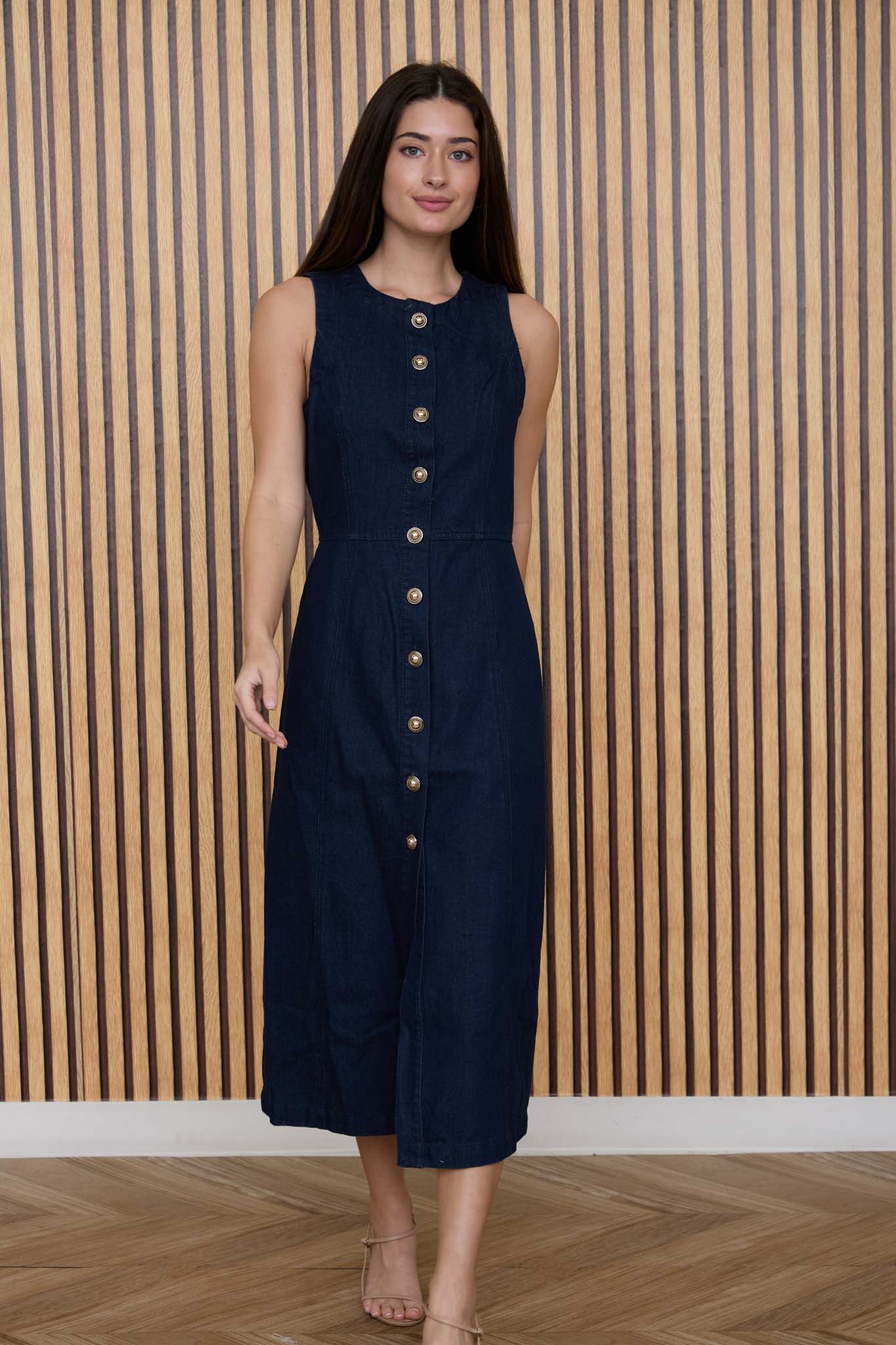 Vestido Midi de Mezclilla sin Mangas - Estilo Boutique Casual para Verano